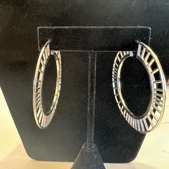 Swarovski Silver Lace Hoop Earrings - Picture 3 of 6